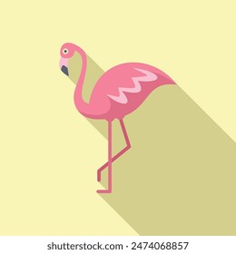 Minimalist vector illustration of a pink flamingo standing on one leg