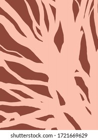 Minimalistische Vektorgrafik mit rosafarbenen Baumstämmen auf braunem Hintergrund. Für Karten, Poster, Schreibwaren, als Hintergrund oder Vorlage. Natürliche Farben.