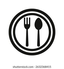a minimalist vector illustration of a plate with spoon