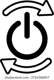 Una Ilustración vectorial minimalista de un ícono de ciclo de energía con un diseño circular con flechas que indican un ciclo continuo.