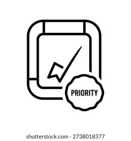 Minimalist vector illustration of a priority mail envelope with an urgent stamp, ideal for business, shipping, and time-sensitive communication designs.