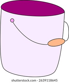 Minimalist Vector Illustration of a Purple Beach Bucket with Handle – Colorful Cartoon Sand Pail Icon for Summer, Kids, and Seaside Holiday Design Projects