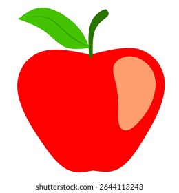 Minimalist vector illustration of a red apple with a leaf. Perfect for food, nutrition, health, fruit-themed designs, and educational or organic product branding.