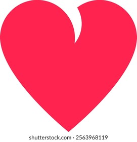 Minimalist vector illustration of a red broken heart symbolizing heartbreak, separation, or the end of a relationship, conveying feelings of sadness and loss on a white background