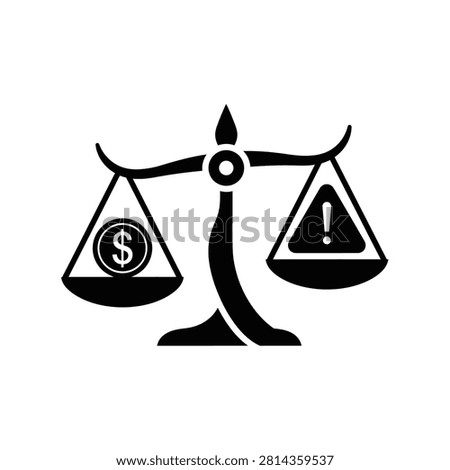 Minimalist vector illustration representing the balance between profit and risk. Ideal for financial, legal, or business concepts regarding compliance, ethics, and economic warnings.