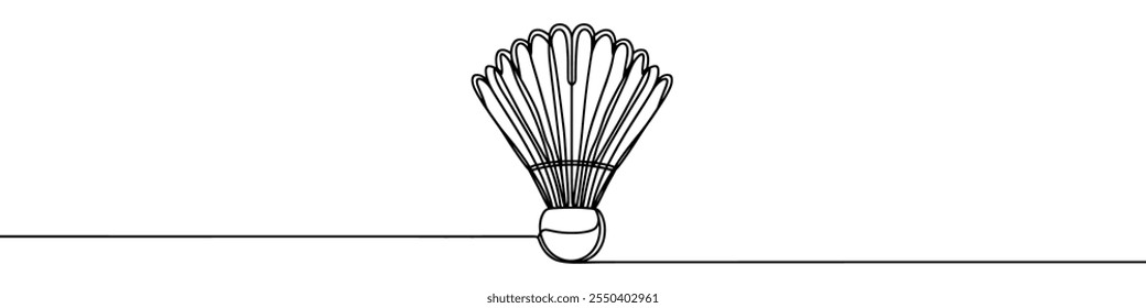 Ilustración vectorial minimalista que representa una lanzadera, dibujada con una sola línea negra continua sobre un fondo blanco