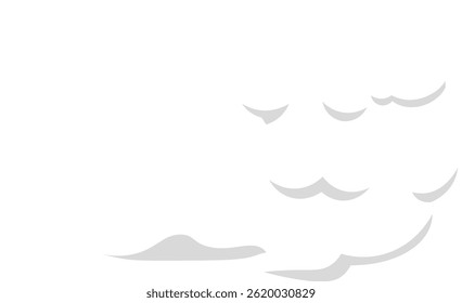 Ilustración vectorial minimalista que representa nubes estilizadas flotando sobre un fondo blanco, ideal para Sitios web, App y varios proyectos de Diseño gráfico