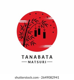  Minimalist vector illustration represents the Tanabata Matsuri (Star Festival) in Japan