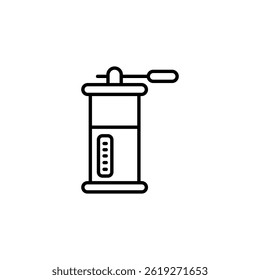 Ilustración vectorial minimalista de un molinillo de mano retro, café relacionado