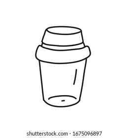 Minimalist vector illustration of reusable cup. Black and white line drawing. Eco friendly item. Mug.