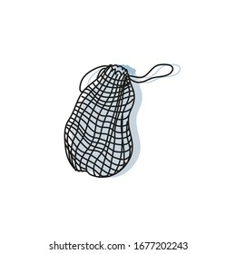 Ilustración vectorial minimalista de bolsa ecológica reutilizable. Bolsa de cuerdas para frutas y verduras.