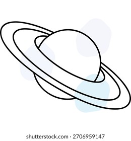 Ilustración vectorial minimalista del planeta anillado en el concepto de espacio de fondo blanco