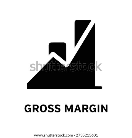 Minimalist vector illustration of a rising gross margin chart with bold black and white contrast, ideal for financial reports, business presentations, and success concepts.