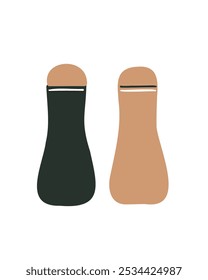 Ilustración vectorial minimalista de un juego de salero y pimentero, dibujado en un divertido estilo de dibujos animados, perfecto para la decoración de la cocina y los diseños culinarios.