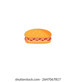 Minimalist vector illustration of a sandwich with meat filling, isolated on a clean white background. Perfect for food-related designs, menu icons, and mobile apps.

