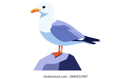 Minimalist Vector Illustration of a Seagull