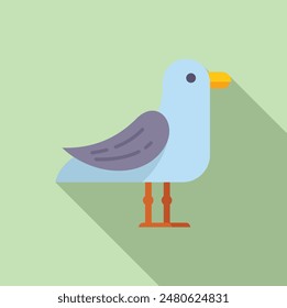 Minimalist vector illustration of a seagull standing on a green background