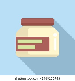 Minimalist vector illustration of a sealed jar icon with label, casting a soft shadow