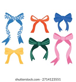 A minimalist vector illustration set of six colorful ribbons