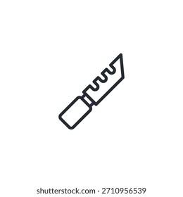 A minimalist vector illustration showcases a sharp serrated blade outline icon. Designed for clarity, it captures the essence of a culinary tool. Ideal for websites requiring kitchen equipment or