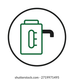 Una Ilustración vectorial minimalista muestra un cigarrillo electrónico estilizado o dispositivo de vapeo, definido por líneas limpias y rodeado dentro de un borde. La ilustración se puede utilizar en muchos diseños