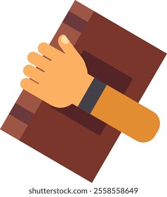 Minimalist vector illustration showcasing a hand gently holding a closed brown book, highlighting themes of simplicity, reading, and the importance of education and knowledge