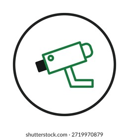 A minimalist vector illustration showcasing a surveillance camera, symbolizing security and monitoring. Ideal for representing safety measures, protection of property, and technological vigilance in