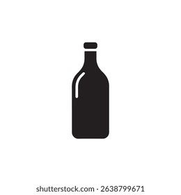 Minimalist vector illustration showing a black bottle silhouette isolated against a plain white background. Design is simple and clean, perfect for various applications.