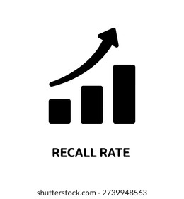 Minimalist vector illustration showing a rising bar chart with an upward arrow, symbolizing improved recall rate and business success in a clean, professional design.