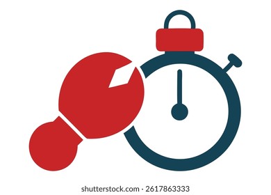 Minimalist vector illustration showing a stopwatch and boxing gloves, symbolizing fitness and training. Clean design, ideal for sports visuals. Isolated on a white background for flexibility.