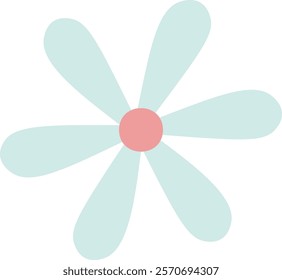 Minimalist vector illustration of a simple flower with rounded petals and pink center, isolated on white background, representing nature, beauty, and simplicity