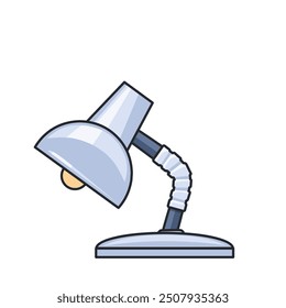 Minimalist vector illustration of a stylish lamp on a workspace desk, ideal for design projects.