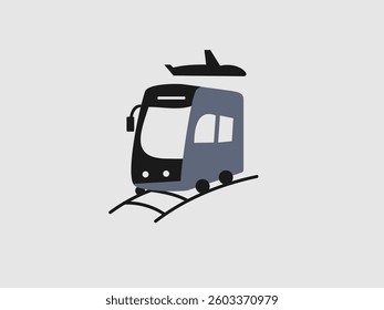 A minimalist vector illustration of a stylized train