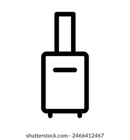 Ilustración vectorial minimalista de una maleta con asa en blanco y negro. Trazo editable.