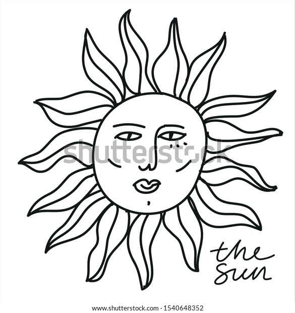 Minimalist Vector Illustration Sun Sun Face Stock Vector Royalty Free