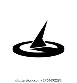 A minimalist vector illustration of a sundial in black and white.