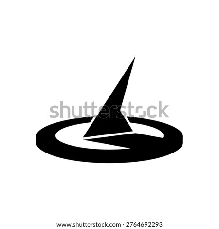 A minimalist vector illustration of a sundial in black and white.