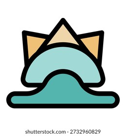 Minimalist vector illustration of sydney opera house rising from a cloud, evoking dreams, travel, and iconic landmarks