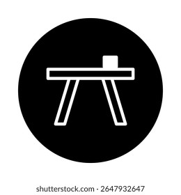 Ilustração vetorial minimalista de um ícone de tabela dentro de um círculo preto ideal para projetos de design gráfico