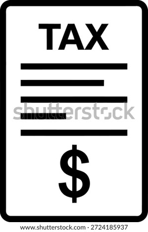 A minimalist vector illustration of a tax document featuring a dollar sign at the bottom.