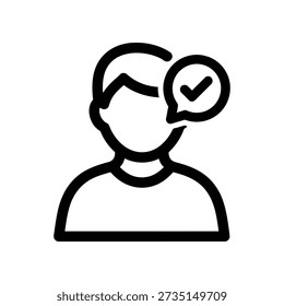 Minimalist vector illustration of a thinking business professional with a lightbulb idea symbol, representing creativity, success, and problem-solving in corporate settings.