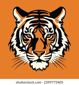 minimalist vector illustration of a tiger head isolate