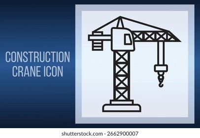 A minimalist vector illustration of a tower crane, essential for construction and industrial themes.
