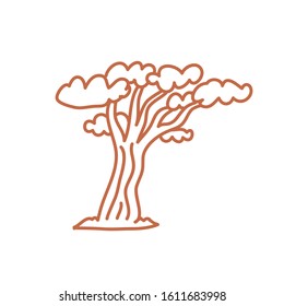 Minimalist vector illustration of a tree. Line drawing depicting tree. Image about nature.