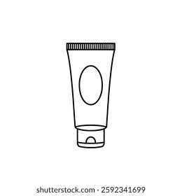 Minimalist Vector Illustration of a Tube of Toothpaste for Dental Hygiene, Oral Health, and Daily Teeth Cleaning Routine