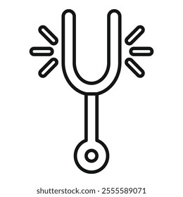 Minimalist vector illustration of a tuning fork vibrating, perfect for representing sound and music concepts