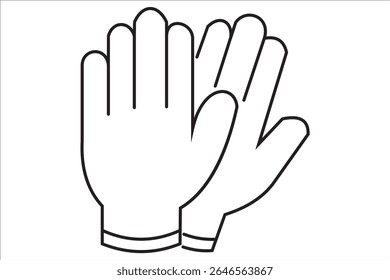  Eine minimalistische Vektorgrafik von zwei schwarzen Umrisshandschuhen, in einem sauberen, flachen Stil präsentiert. 