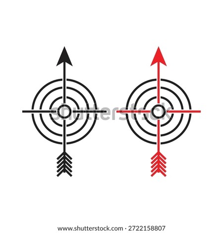 A minimalist vector illustration of two contrasting target symbols pierced by arrows, representing focus, balance, and strategic accuracy.