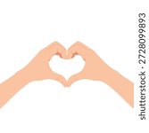A minimalist vector illustration of two hands forming a heart shape