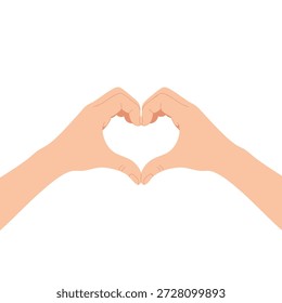 A minimalist vector illustration of two hands forming a heart shape